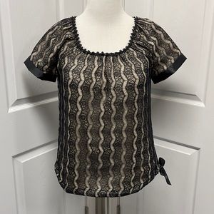 Willi Smith Black Lace Top Small